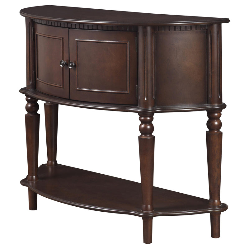 Coaster Furniture Brenda 950059 2-door Demilune Wood Entryway Console Table - Brown IMAGE 3