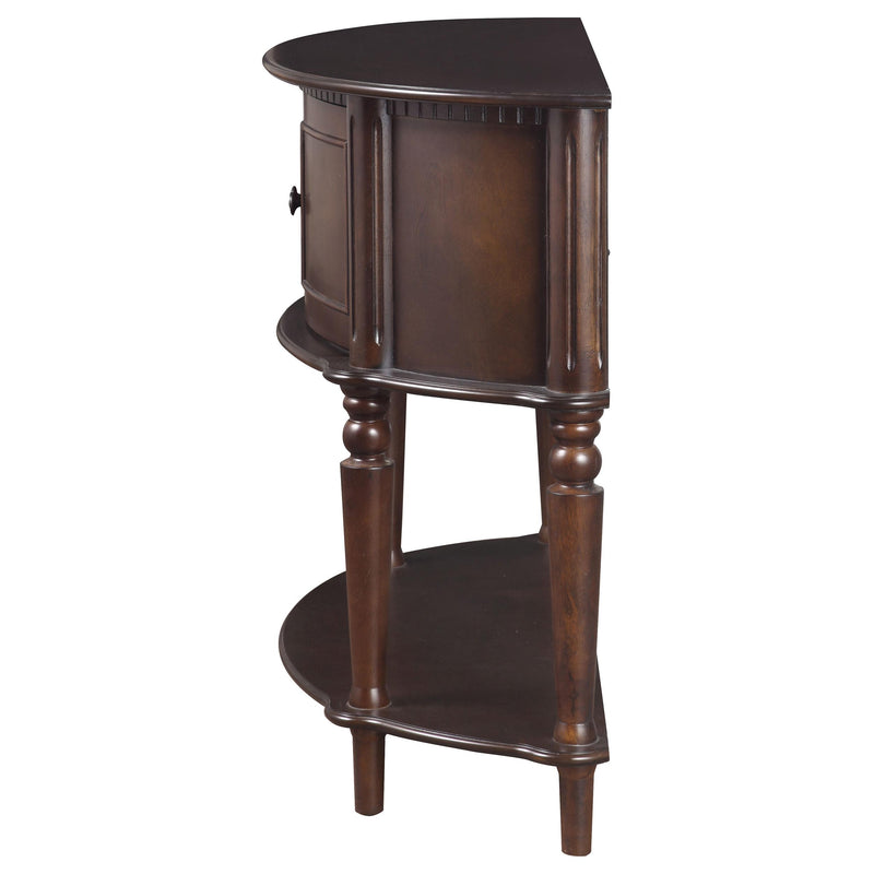 Coaster Furniture Brenda 950059 2-door Demilune Wood Entryway Console Table - Brown IMAGE 4