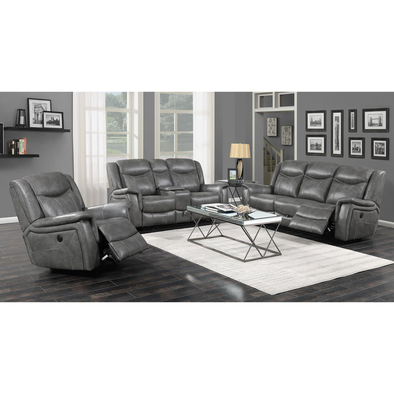 Coaster Furniture Conrad Reclining Leatherette Loveseat with Console 650355 IMAGE 2