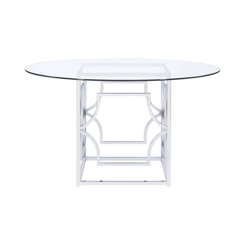 Coaster Furniture Round Starlight Dining Table with Glass Top and Pedestal Base 192561/CP54RD-10 IMAGE 2