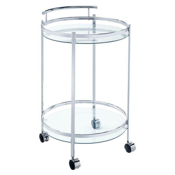 Coaster Furniture Chrissy 181367 Round Glass Bar Cart - Chrome IMAGE 1