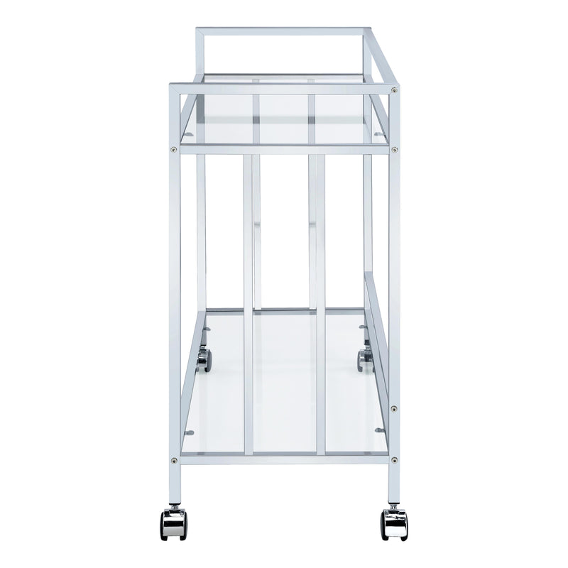 Coaster Furniture Cara 181382 Rectangular Glass Bar Cart - Chrome IMAGE 3