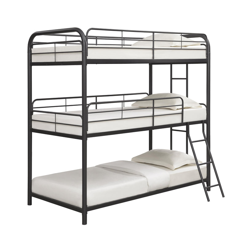 Coaster Furniture Garner 400777 Triple Bunk Bed With Ladder - Gunmetal IMAGE 1