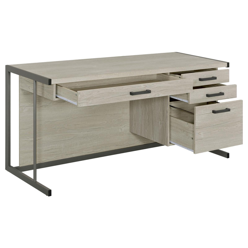 Coaster Furniture Loomis 805881 4-drawer Rectangular Office Desk Whitewashed - Grey/Gunmetal IMAGE 3