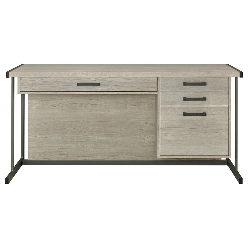 Coaster Furniture Loomis 805881 4-drawer Rectangular Office Desk Whitewashed - Grey/Gunmetal IMAGE 4