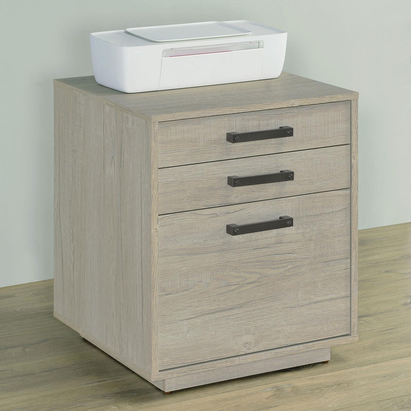 Coaster Furniture Loomis 805882 3-drawer Square File Cabinet - Whitewashed Grey IMAGE 3