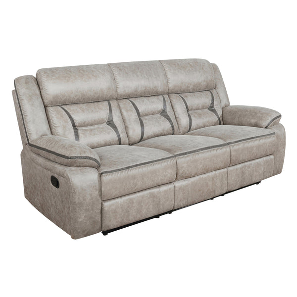 Coaster Furniture Greer 651351 Upholstered Tufted Back Motion Sofa - Taupe IMAGE 1