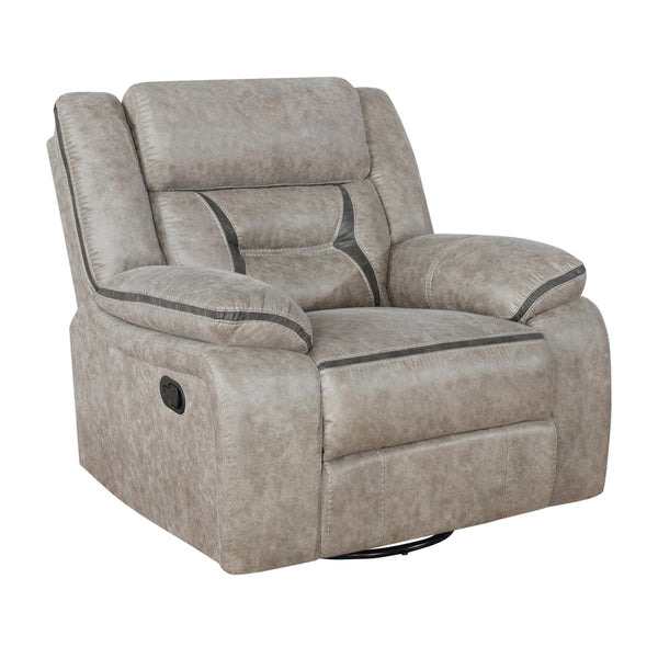 Coaster Furniture Greer 651353 Upholstered Tufted Back Glider Recliner - Taupe IMAGE 1