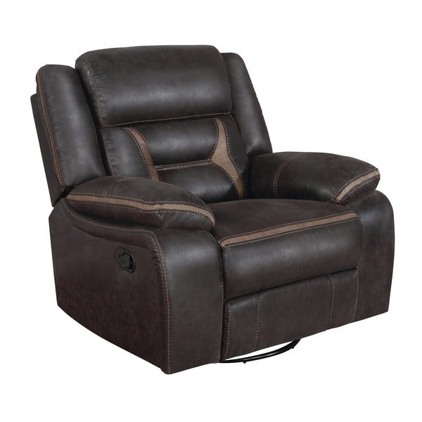 Coaster Furniture Greer 651356 Upholstered Tufted Back Glider Recliner - Dark Brown IMAGE 1