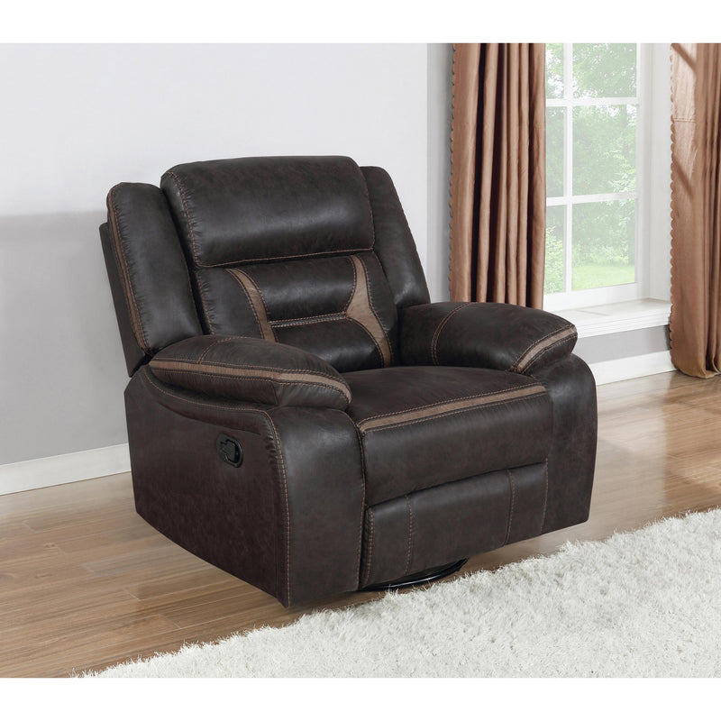 Coaster Furniture Greer 651356 Upholstered Tufted Back Glider Recliner - Dark Brown IMAGE 3