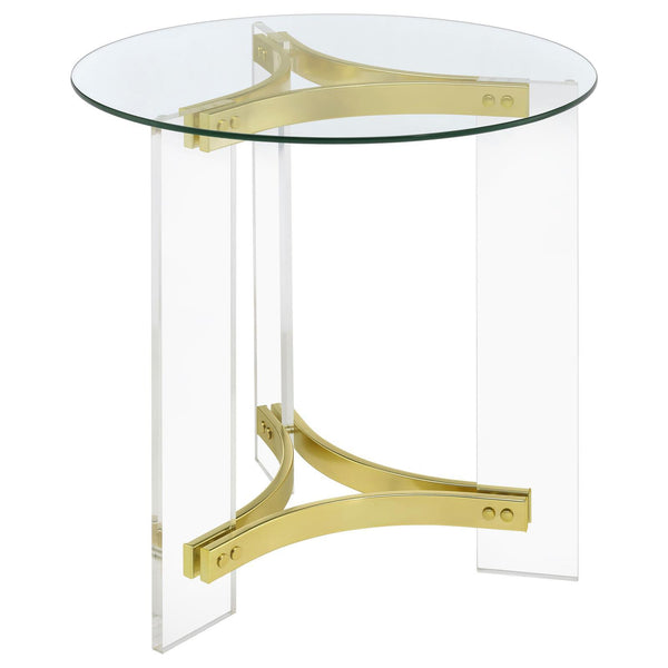 Coaster Furniture Janessa 710067 End Table - Clear/Matte Brass IMAGE 1