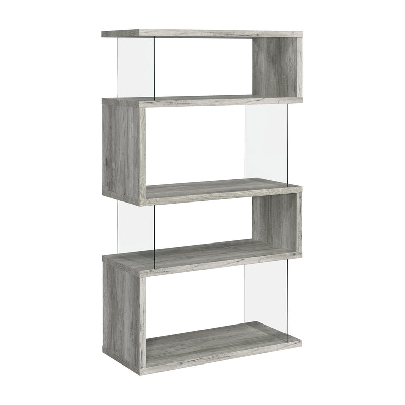 Coaster Furniture Emelle 802340 4-Shelf Bookcase With Glass Panels - Grey Driftwood IMAGE 6