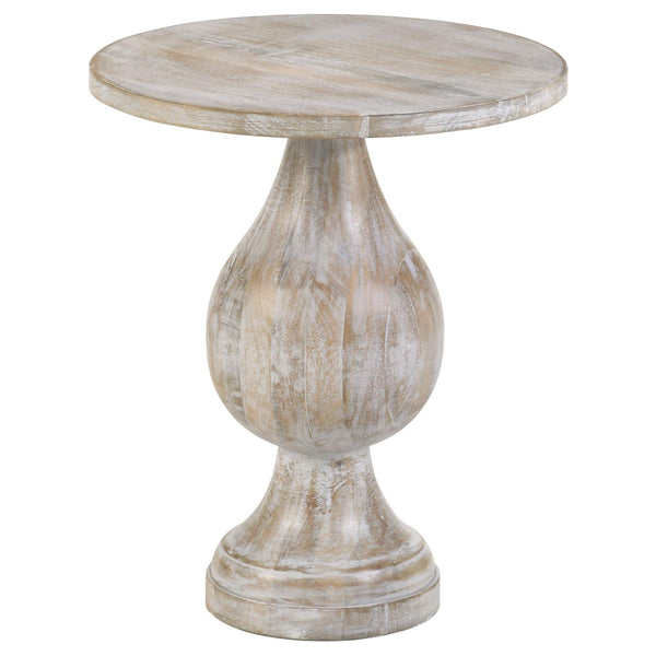 Coaster Furniture Daniella 915107 Round Pedestal Accent Table - White Washed IMAGE 1