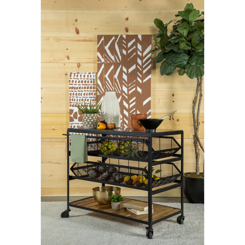 Coaster Furniture Evander 953504 Accent Storage Cart with Casters - Natural/Black IMAGE 2