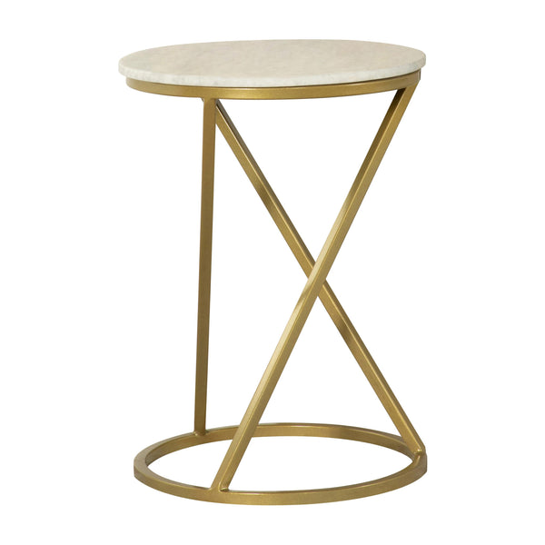 Coaster Furniture Malthe 959562 Round Accent Table with Marble Top - White/Antique Gold IMAGE 1