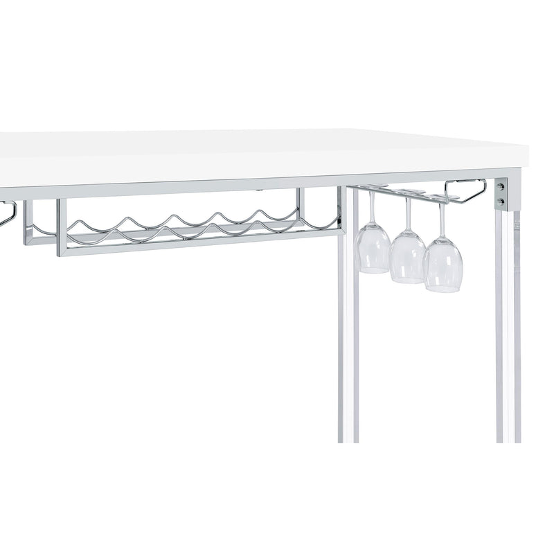 Coaster Furniture Norcrest 182101 Pub Height Bar Table with Acrylic Legs and Wine Storage - White High Gloss IMAGE 12