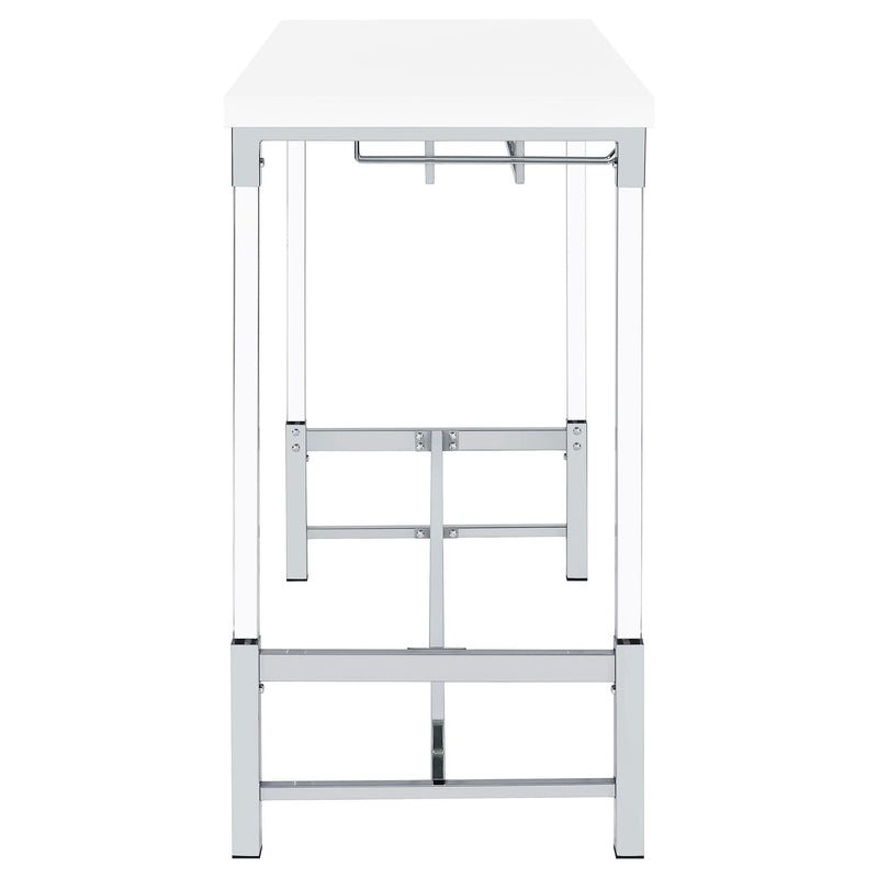 Coaster Furniture Norcrest 182101 Pub Height Bar Table with Acrylic Legs and Wine Storage - White High Gloss IMAGE 9