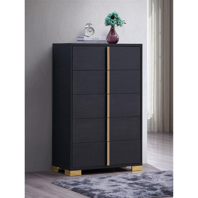 Coaster Furniture Marceline 222835 5-drawer Chest - Black IMAGE 2