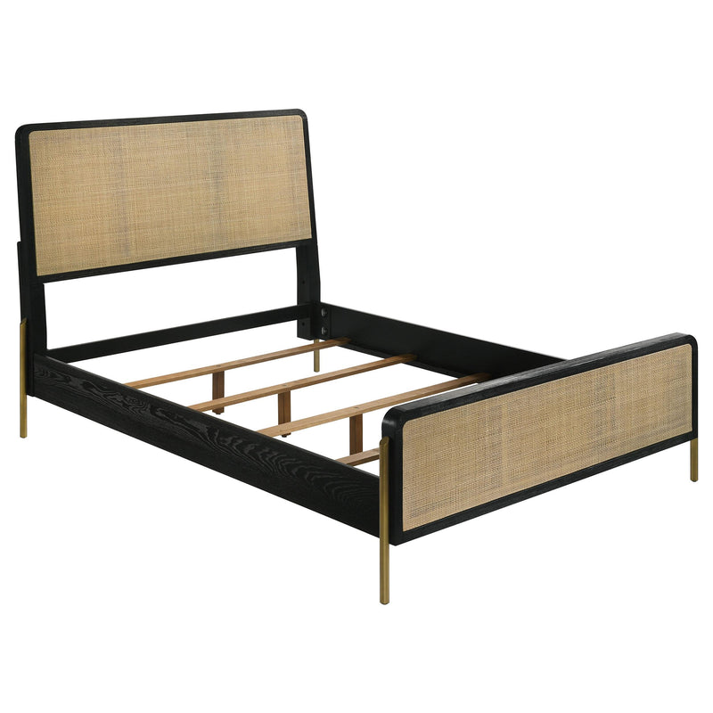 Coaster Furniture Arini 224330Q Queen Bed with Woven Rattan Headboard - Black/Natural IMAGE 1