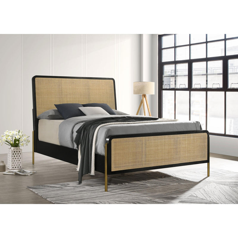 Coaster Furniture Arini 224330Q Queen Bed with Woven Rattan Headboard - Black/Natural IMAGE 2