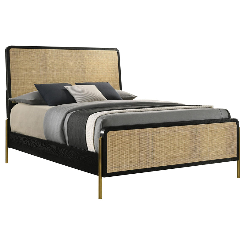 Coaster Furniture Arini 224330Q Queen Bed with Woven Rattan Headboard - Black/Natural IMAGE 3