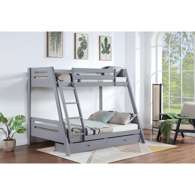 Coaster Furniture Trisha 460562TF Wood Twin Over Full Bunk Bed with Storage Drawers - Grey IMAGE 2