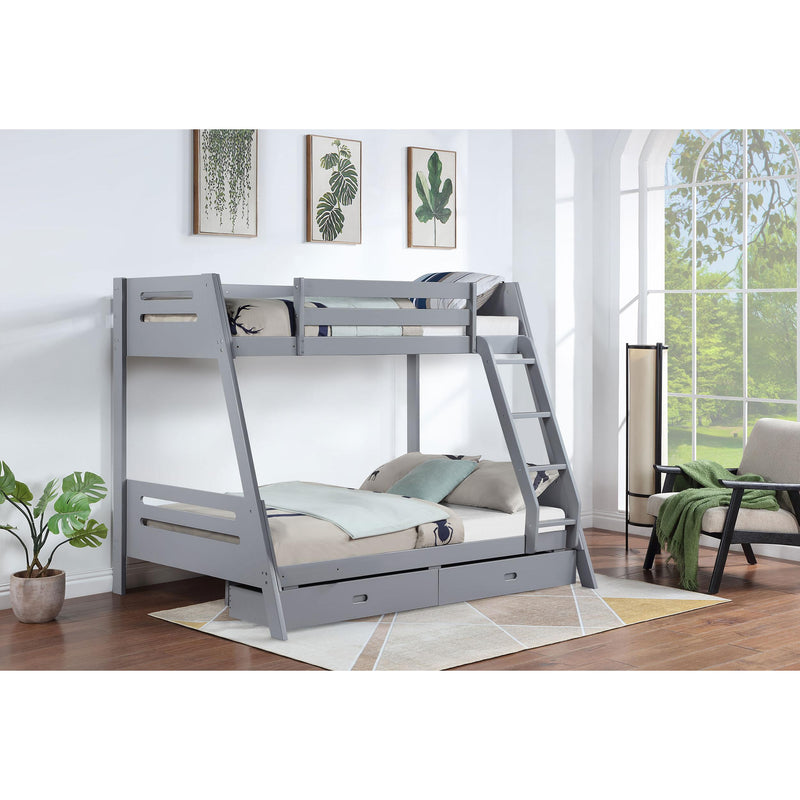 Coaster Furniture Trisha 460562TF Wood Twin Over Full Bunk Bed with Storage Drawers - Grey IMAGE 3