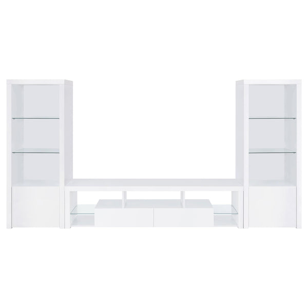 Coaster Furniture Jude 704251-SET 3-Piece Entertainment Center with 71" TV Stand - White High Gloss IMAGE 1