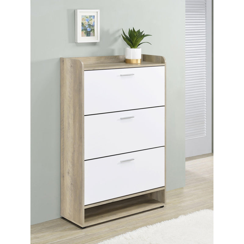 Coaster Furniture Denia 950403 3-Tier Shoe Storage Cabinet - Antique Pine/White IMAGE 2