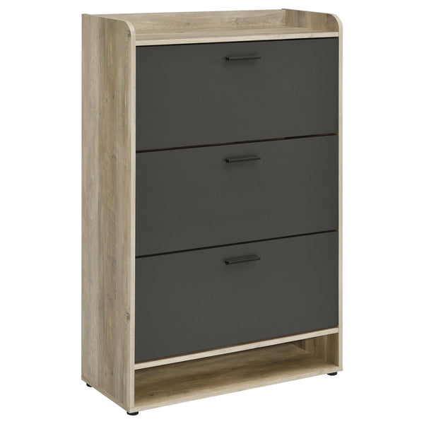 Coaster Furniture Denia 950404 3-Tier Shoe Storage Cabinet - Antique Pine/Grey IMAGE 1