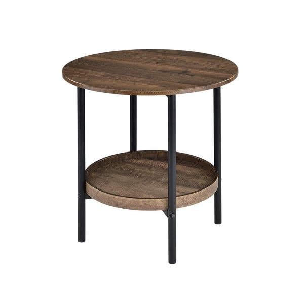 Coaster Furniture Delfin 721617 Round Glass Top End Table with Shelf - Black/Brown IMAGE 1