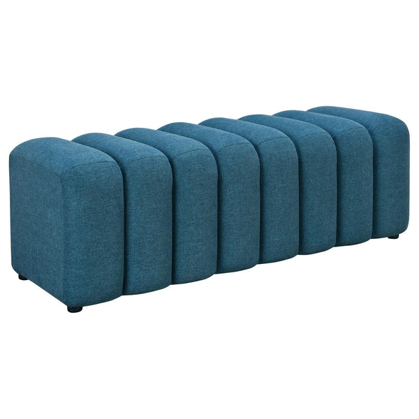 Coaster Furniture Summer 910293 Upholstered Channel Tufted Accent Bench - Peacock Blue IMAGE 1