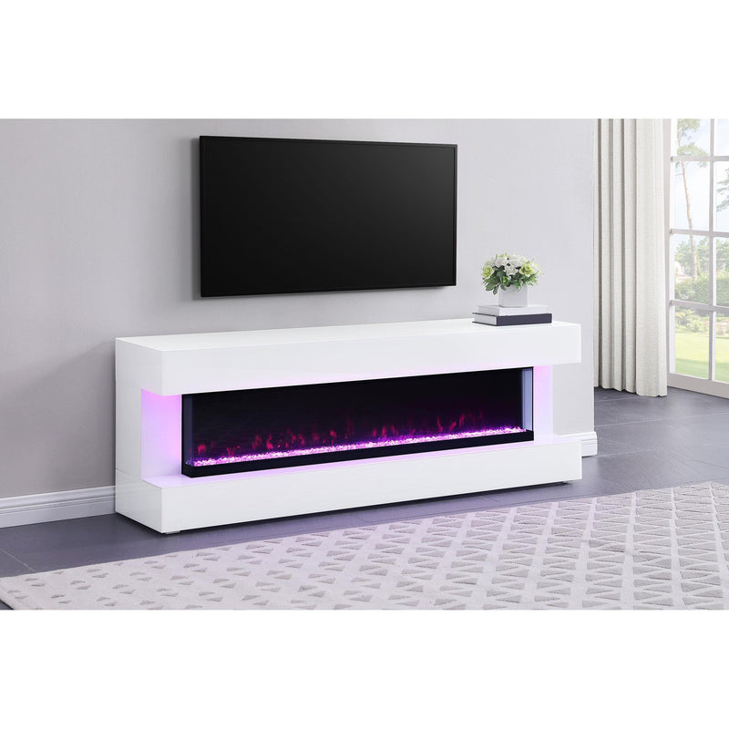 Coaster Furniture Vallerie 710023 71" TV Stand with Visual Flame Box - White IMAGE 2