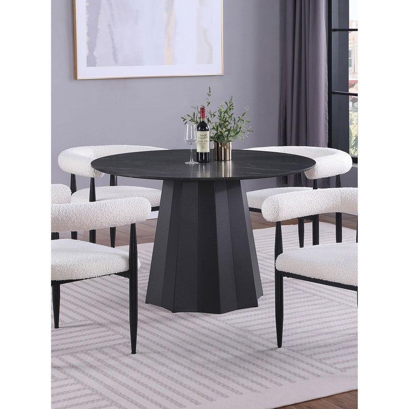 Coaster Furniture Round Camden Dining Table with Faux Marble Top and Pedestal Base 105780 IMAGE 3