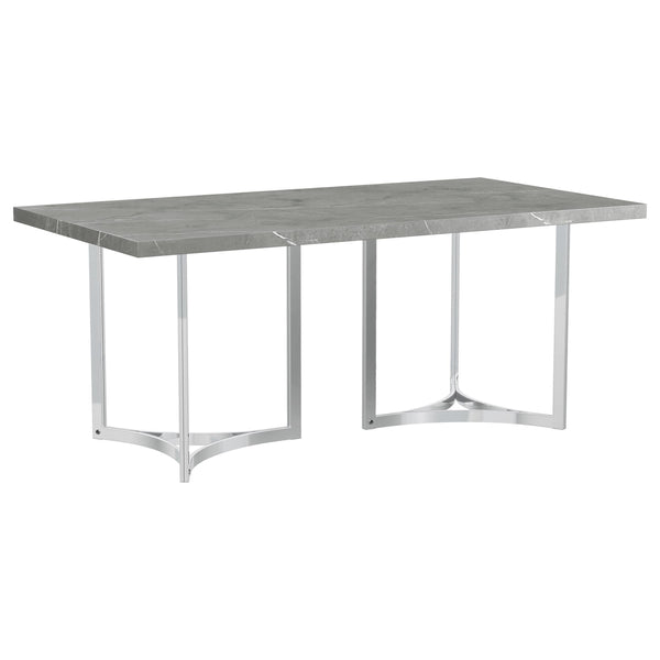 Coaster Furniture Sterling Dining Table with Faux Marble Top and Pedestal Base 108121 IMAGE 1