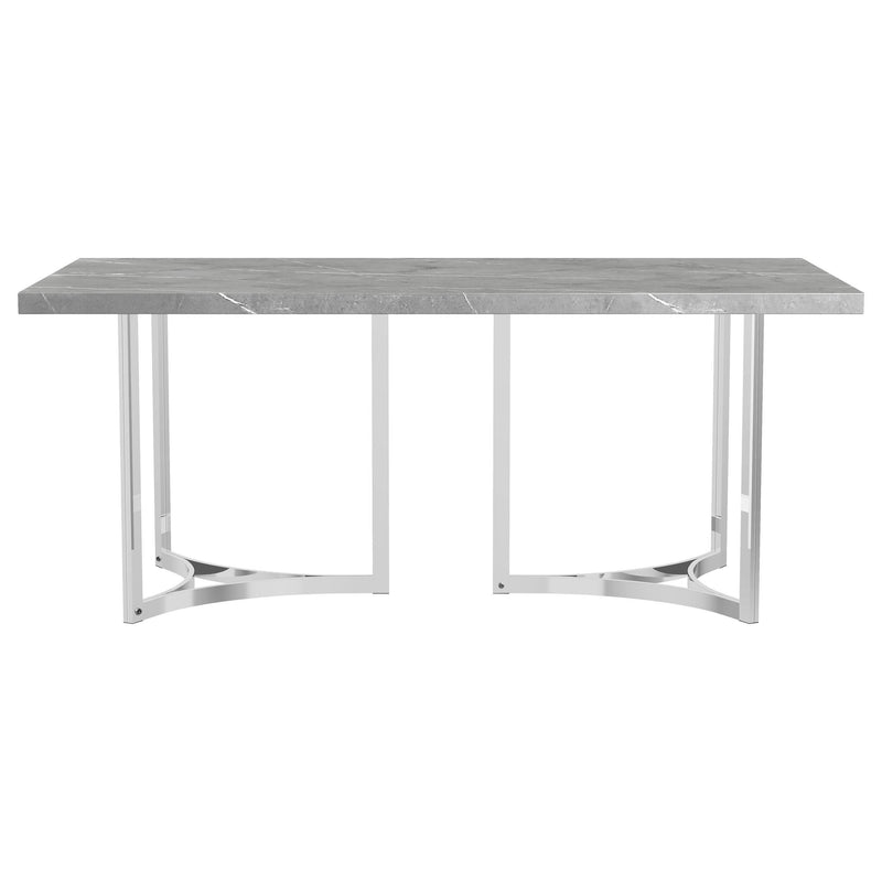 Coaster Furniture Sterling Dining Table with Faux Marble Top and Pedestal Base 108121 IMAGE 3