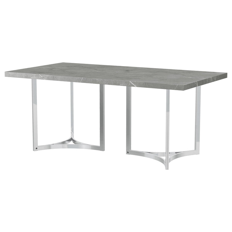 Coaster Furniture Sterling Dining Table with Faux Marble Top and Pedestal Base 108121 IMAGE 4