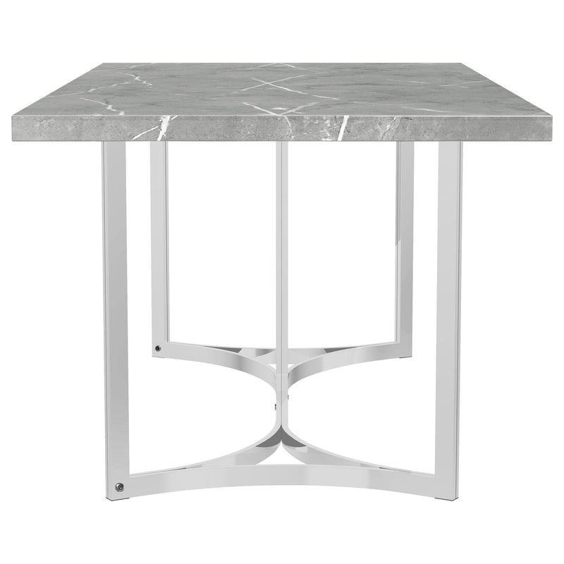 Coaster Furniture Sterling Dining Table with Faux Marble Top and Pedestal Base 108121 IMAGE 5