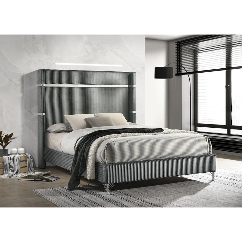 Coaster Furniture Lucia 224991Q 61-inch Upholstered Queen Wingback Bed - Grey IMAGE 2