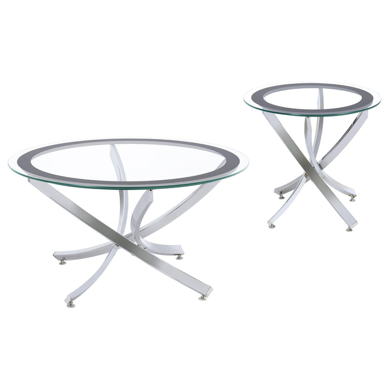 Coaster Furniture Brooke 702588-S2 2-piece Round Glass Top Coffee Table Set - Chrome IMAGE 1