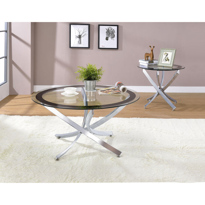 Coaster Furniture Brooke 702588-S2 2-piece Round Glass Top Coffee Table Set - Chrome IMAGE 2