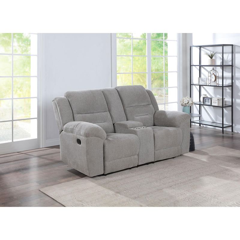 Coaster Furniture Gilson Reclining Fabric Loveseat with Console 602552 IMAGE 2